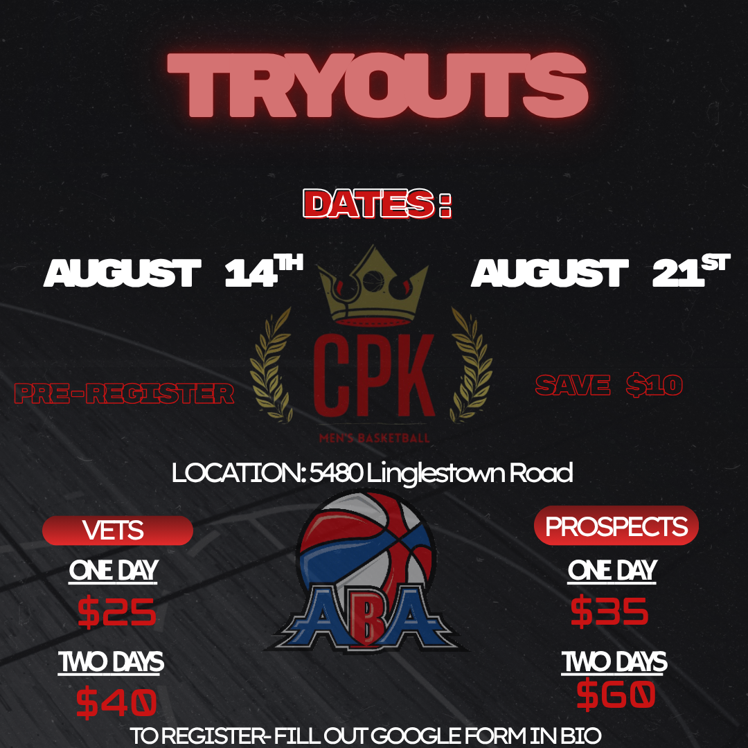 Central Pennsylvania Kings tryouts flyer — August 14th and 21st at 5480 Linglestown Road. Vets $25/$40, Prospects $35/$60.