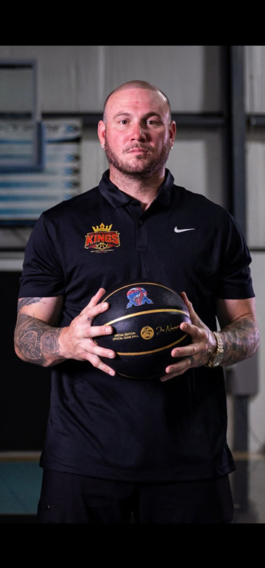 Bobby Hoffman, co-owner of the Central Pennsylvania Kings, holding a basketball